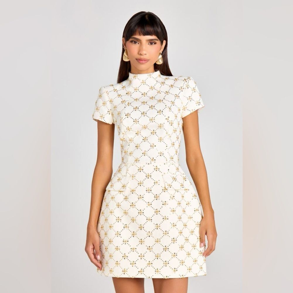 Morgan Bead Diamond Print Cocktail Minidress
NADINE MERABI Size XXL - Picture 3 of 9
